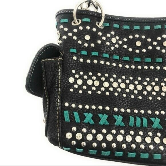 (Sold)Montana West Silver Turquoise Studded Purse - Picture 3 of 7